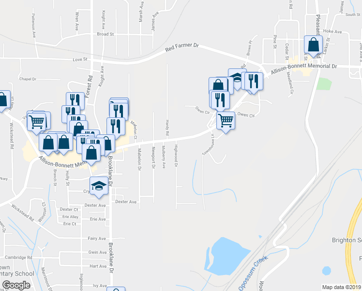 map of restaurants, bars, coffee shops, grocery stores, and more near 2927 Allison-Bonnett Memorial Drive in Bessemer