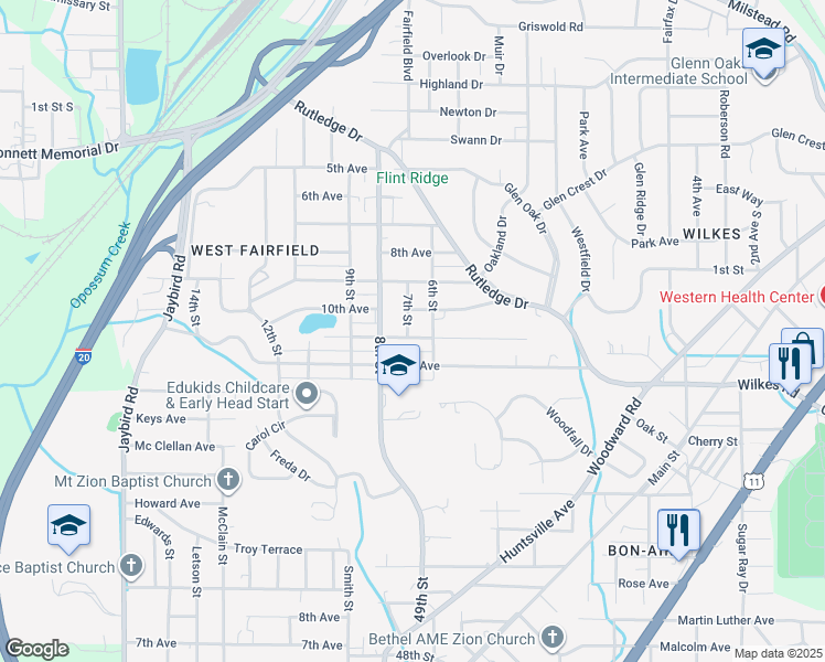 map of restaurants, bars, coffee shops, grocery stores, and more near 620 11th Avenue in Midfield