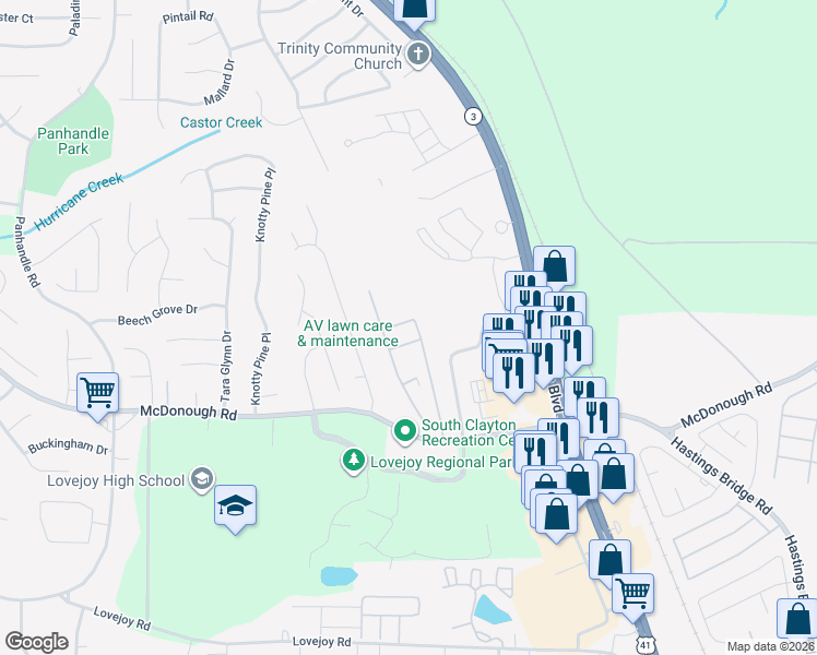 map of restaurants, bars, coffee shops, grocery stores, and more near 1566 Onalee Drive in Hampton