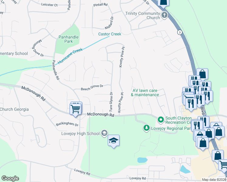 map of restaurants, bars, coffee shops, grocery stores, and more near 11128 Tara Glynn Drive in Hampton