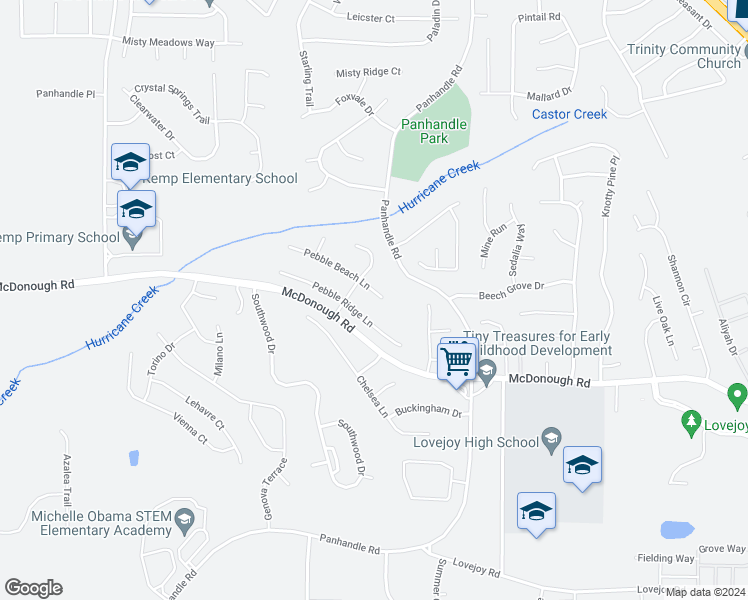 map of restaurants, bars, coffee shops, grocery stores, and more near 1399 Pebble Beach Lane in Hampton