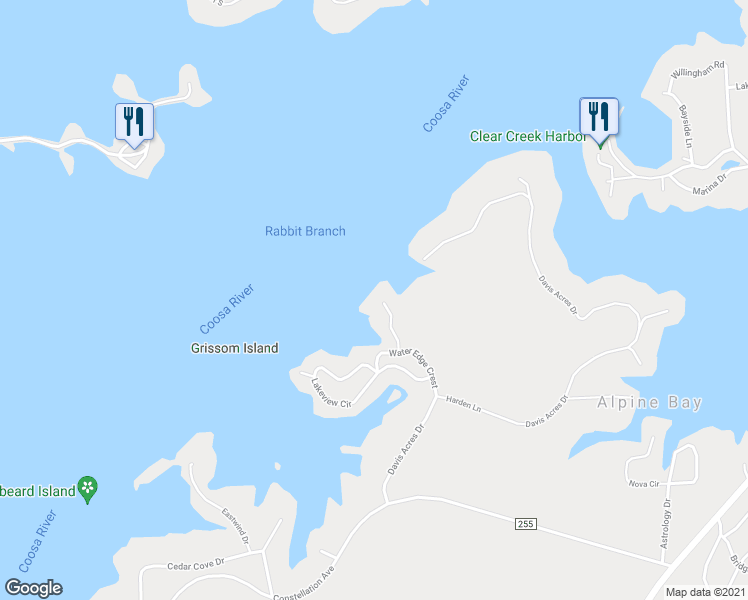 map of restaurants, bars, coffee shops, grocery stores, and more near 149 Waters Edge Point in Alpine