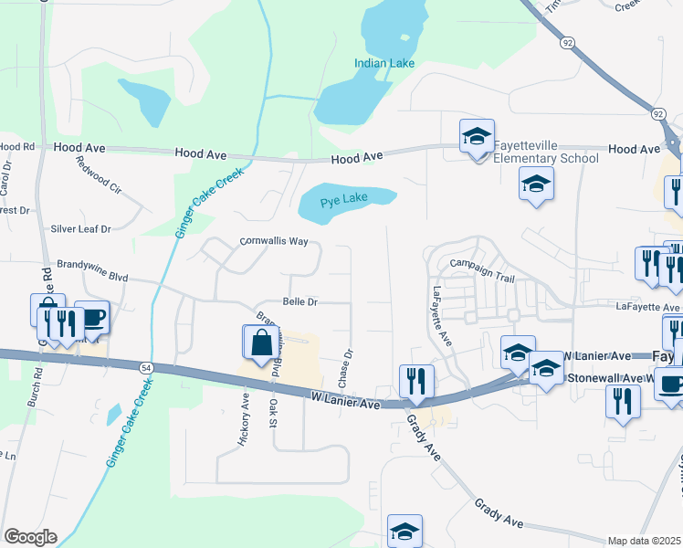 map of restaurants, bars, coffee shops, grocery stores, and more near 140 Berry Lane in Fayetteville