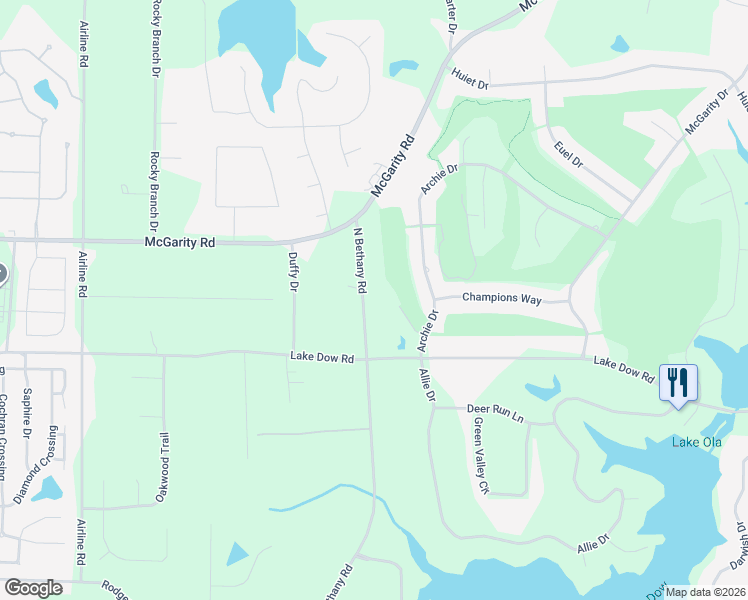 map of restaurants, bars, coffee shops, grocery stores, and more near 808 North Bethany Road in McDonough