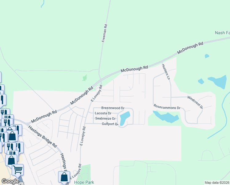 map of restaurants, bars, coffee shops, grocery stores, and more near 11139 Wind Ridge Drive in Hampton