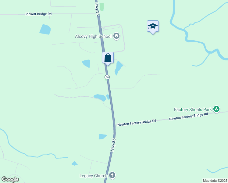 map of restaurants, bars, coffee shops, grocery stores, and more near 14721 Georgia 36 in Covington