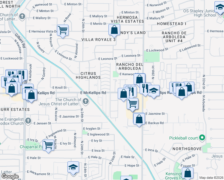 map of restaurants, bars, coffee shops, grocery stores, and more near 15 Mobile Home Park in Mesa