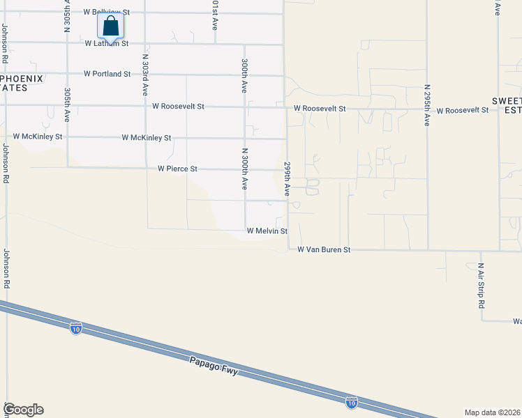 map of restaurants, bars, coffee shops, grocery stores, and more near 29936 West Melvin Street in Buckeye