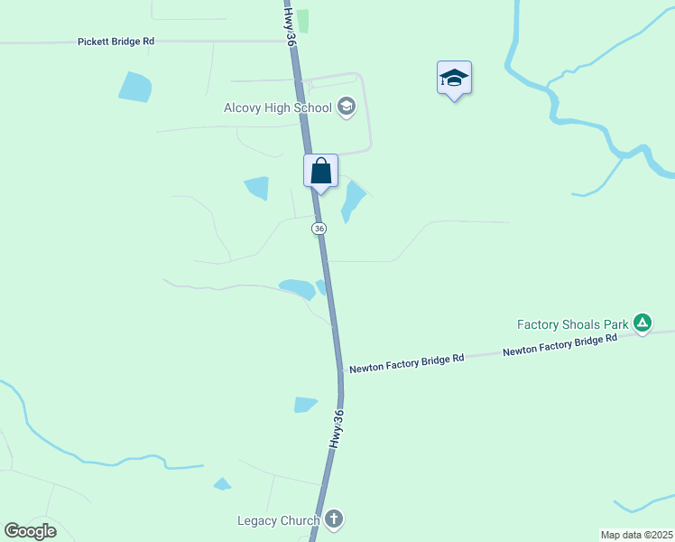 map of restaurants, bars, coffee shops, grocery stores, and more near 14721 Georgia 36 in Covington