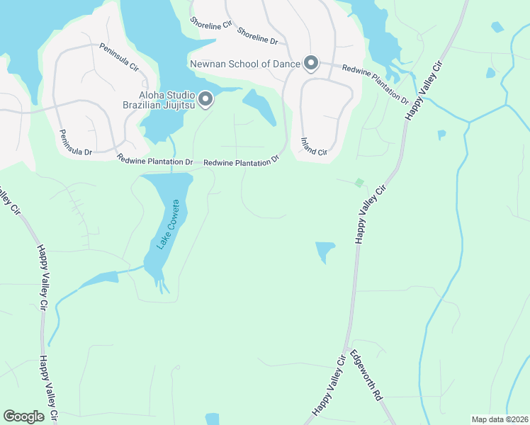 map of restaurants, bars, coffee shops, grocery stores, and more near 163 Haven Ridge in Newnan