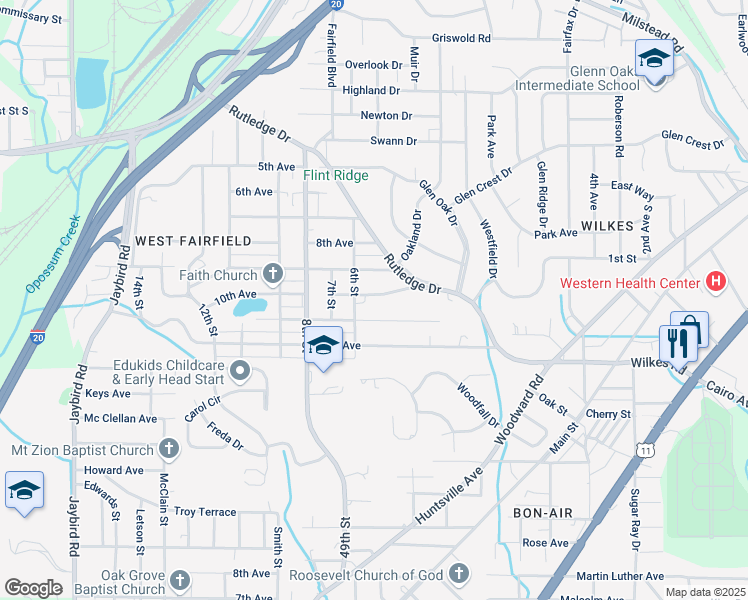 map of restaurants, bars, coffee shops, grocery stores, and more near 503 10th Avenue in Midfield