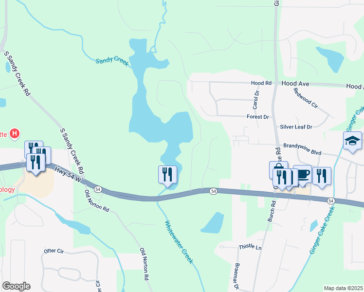 map of restaurants, bars, coffee shops, grocery stores, and more near 160 Old Mill Court in Fayetteville
