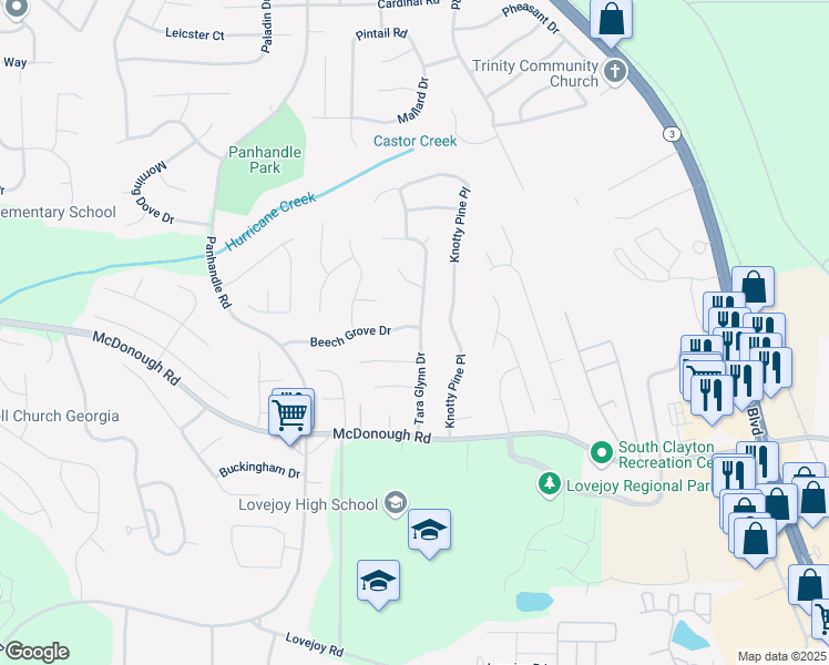 map of restaurants, bars, coffee shops, grocery stores, and more near 11113 Tara Glynn Drive in Hampton
