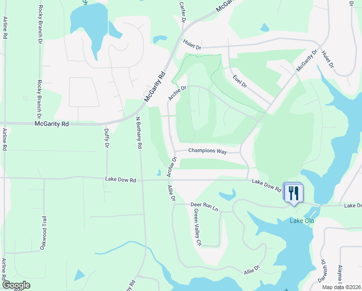 map of restaurants, bars, coffee shops, grocery stores, and more near 812 Archie Drive in McDonough