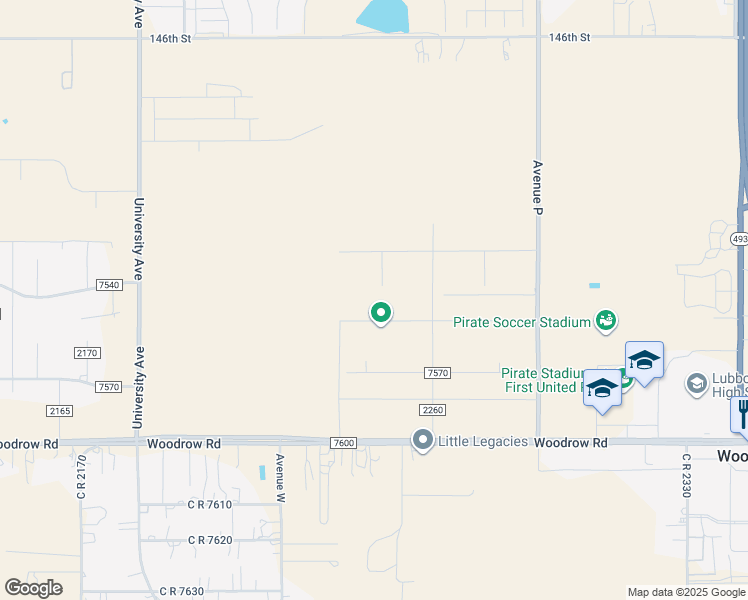 map of restaurants, bars, coffee shops, grocery stores, and more near 2004 County Road 7560 in Lubbock