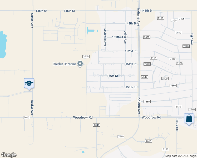 map of restaurants, bars, coffee shops, grocery stores, and more near 15400-15498 Louisville Avenue in Lubbock