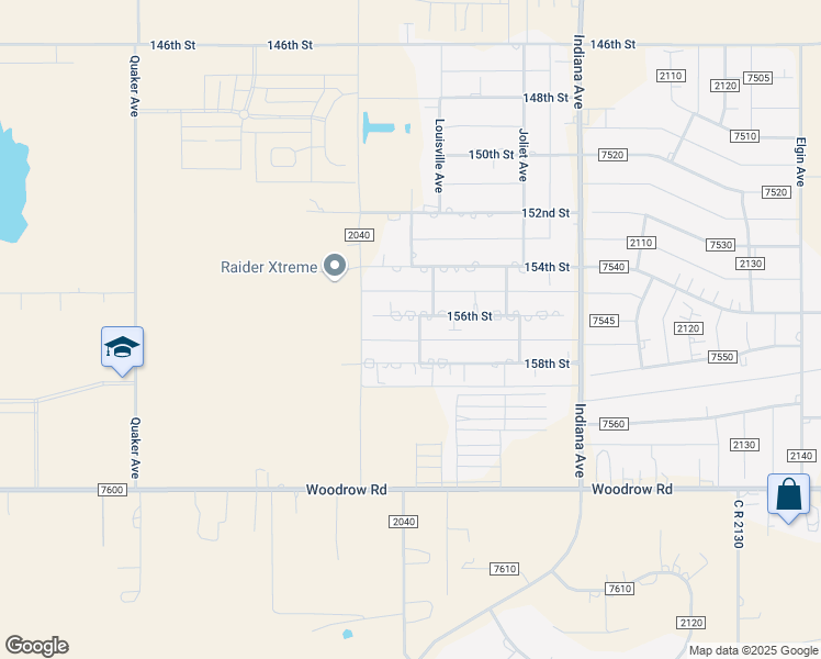 map of restaurants, bars, coffee shops, grocery stores, and more near 15400-15498 Louisville Avenue in Lubbock