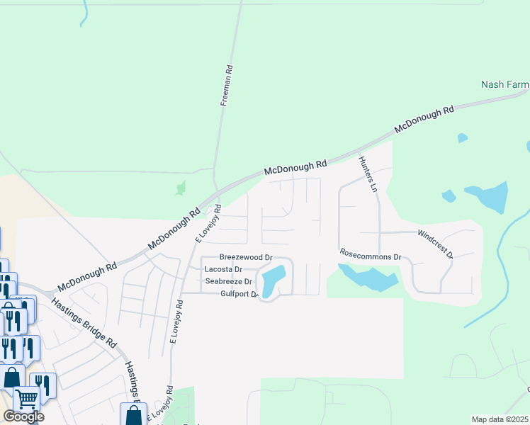 map of restaurants, bars, coffee shops, grocery stores, and more near 11092 Wind Ridge Drive in Hampton
