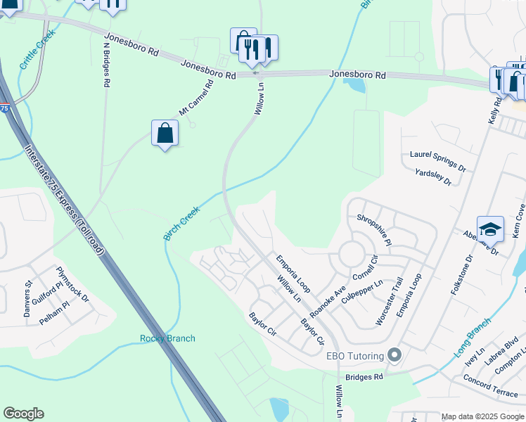 map of restaurants, bars, coffee shops, grocery stores, and more near 790 Emporia Loop in McDonough