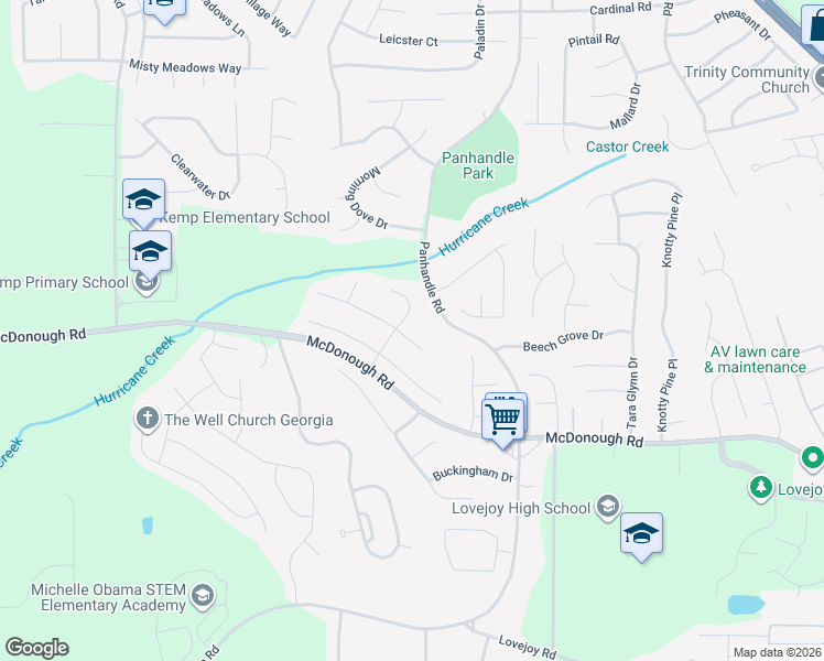 map of restaurants, bars, coffee shops, grocery stores, and more near 11078 Pebble Ridge Drive in Hampton