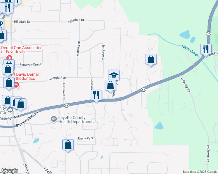 map of restaurants, bars, coffee shops, grocery stores, and more near 190 Weatherly Drive in Fayetteville