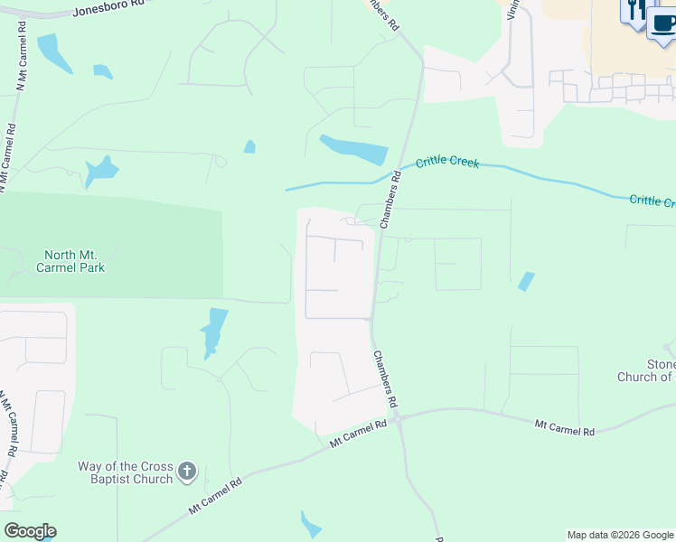 map of restaurants, bars, coffee shops, grocery stores, and more near 517 Fall Creek Court in McDonough