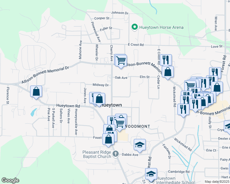 map of restaurants, bars, coffee shops, grocery stores, and more near 2042 High School Road in Bessemer
