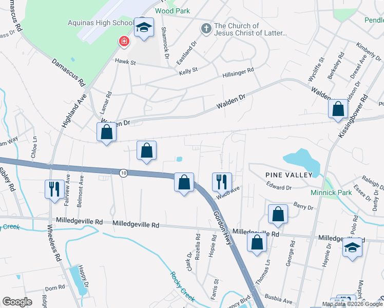 map of restaurants, bars, coffee shops, grocery stores, and more near 1824 Wilkinson Road in Augusta
