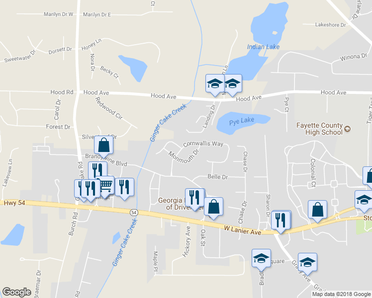map of restaurants, bars, coffee shops, grocery stores, and more near 245 Cornwallis Way in Fayetteville