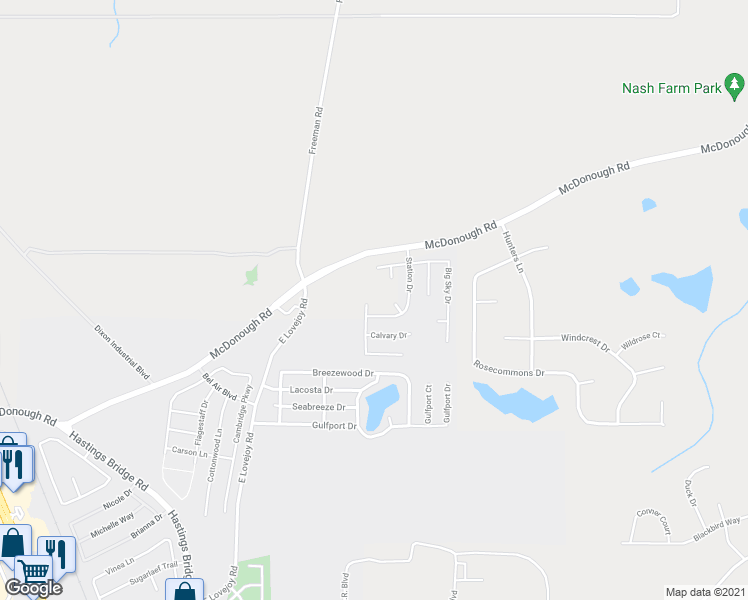 map of restaurants, bars, coffee shops, grocery stores, and more near 11092 Wind Ridge Drive in Hampton