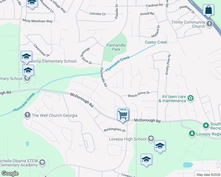 map of restaurants, bars, coffee shops, grocery stores, and more near 11140 Shadow Creek Terrace in Hampton