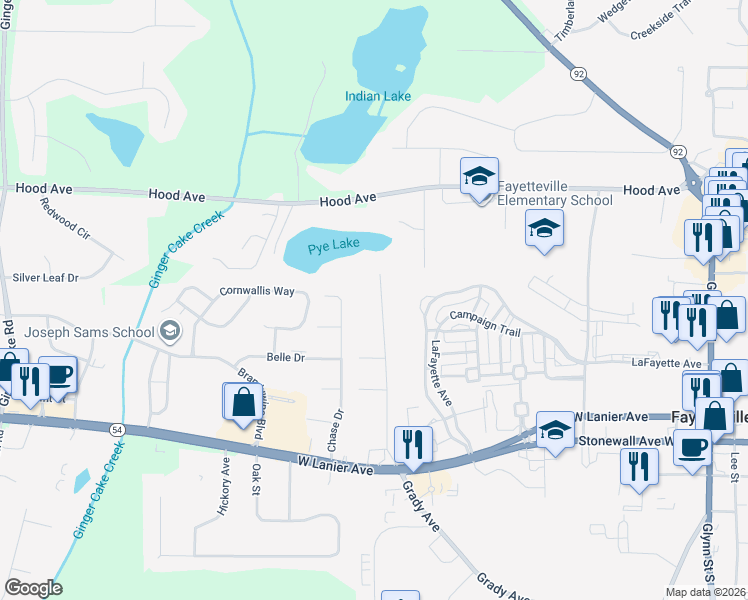 map of restaurants, bars, coffee shops, grocery stores, and more near 310 Sharon Drive in Fayetteville