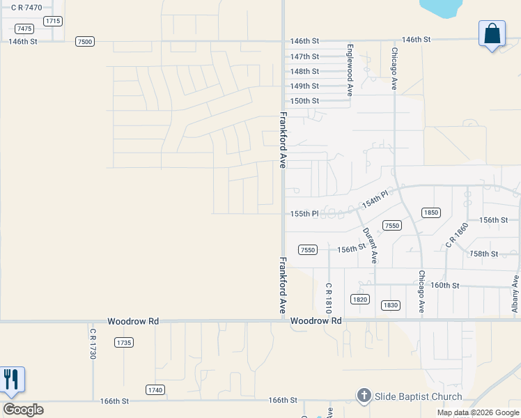 map of restaurants, bars, coffee shops, grocery stores, and more near 5644 County Road 7540 in Lubbock