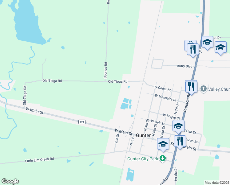 map of restaurants, bars, coffee shops, grocery stores, and more near 828 Old Tioga Rd in Gunter