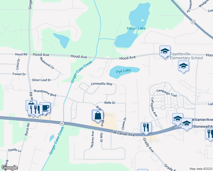map of restaurants, bars, coffee shops, grocery stores, and more near 305 Cornwallis Way in Fayetteville