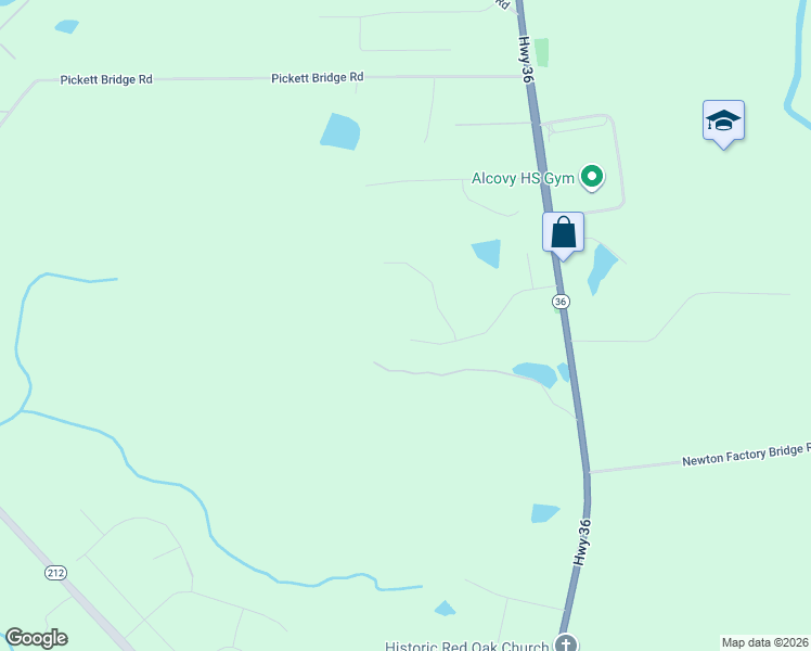 map of restaurants, bars, coffee shops, grocery stores, and more near 190 Willow Springs Drive in Covington