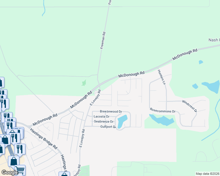 map of restaurants, bars, coffee shops, grocery stores, and more near 11091 Wind Ridge Drive in Hampton