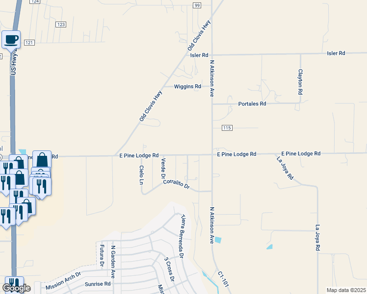 map of restaurants, bars, coffee shops, grocery stores, and more near 1101 East Pine Lodge Road in Roswell