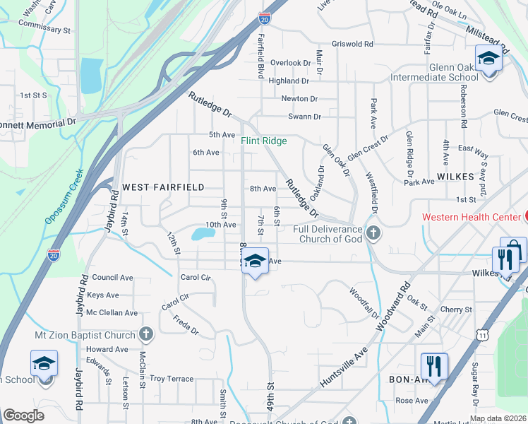 map of restaurants, bars, coffee shops, grocery stores, and more near 609 9th Avenue in Birmingham