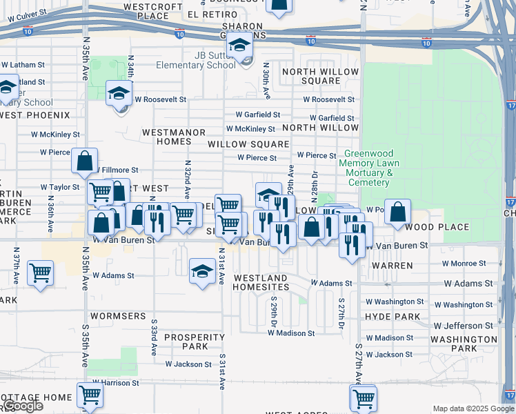 map of restaurants, bars, coffee shops, grocery stores, and more near 33027 North Cave Creek Road in Cave Creek