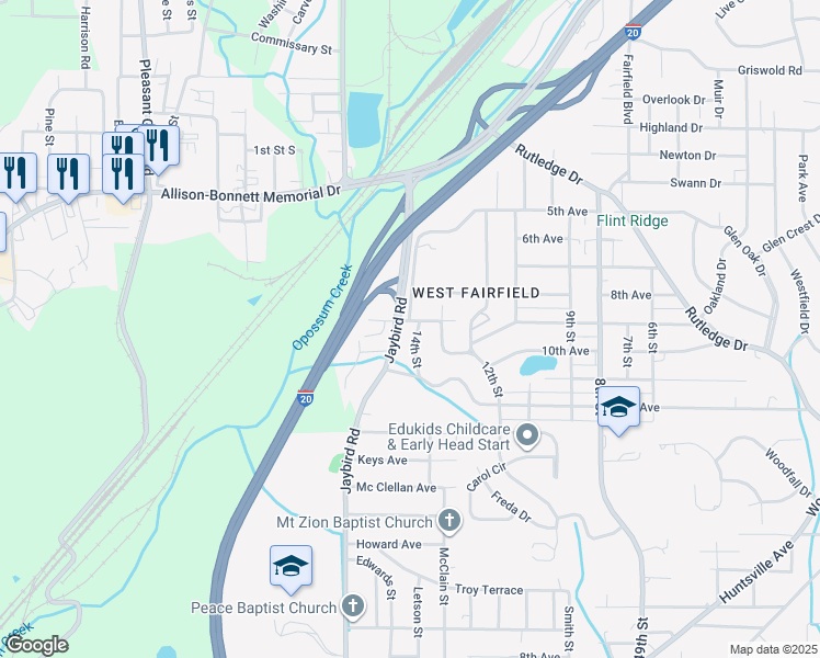 map of restaurants, bars, coffee shops, grocery stores, and more near 1403 9th Avenue in Birmingham