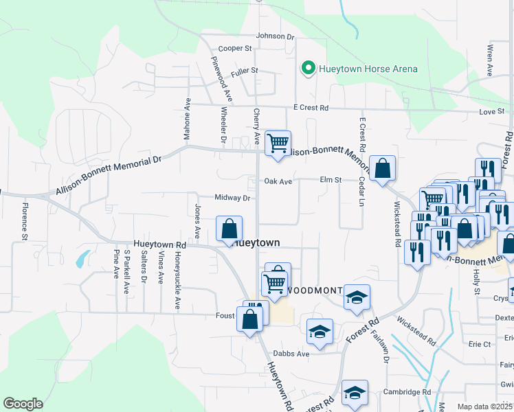 map of restaurants, bars, coffee shops, grocery stores, and more near 2041 High School Road in Bessemer