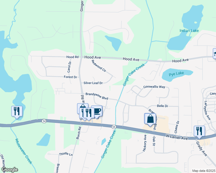 map of restaurants, bars, coffee shops, grocery stores, and more near 165 Silver Leaf Drive in Fayetteville