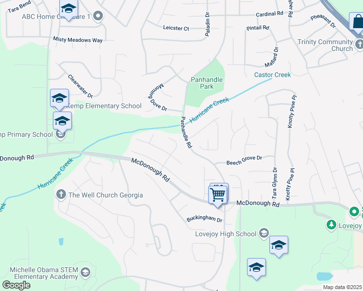 map of restaurants, bars, coffee shops, grocery stores, and more near 11072 Pebble Ridge Drive in Hampton