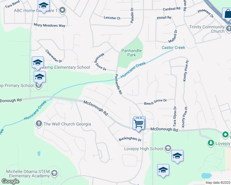 map of restaurants, bars, coffee shops, grocery stores, and more near 11078 Pebble Ridge Drive in Hampton