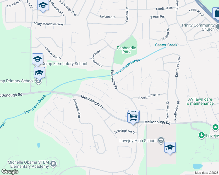 map of restaurants, bars, coffee shops, grocery stores, and more near 11078 Pebble Ridge Drive in Hampton