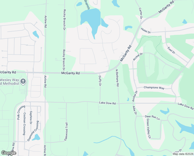 map of restaurants, bars, coffee shops, grocery stores, and more near 1600 McGarity Road in McDonough