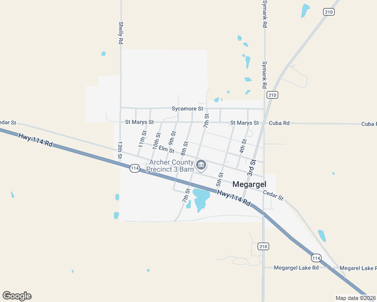 map of restaurants, bars, coffee shops, grocery stores, and more near in Megargel