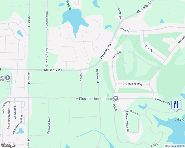 map of restaurants, bars, coffee shops, grocery stores, and more near 885 North Bethany Road in McDonough