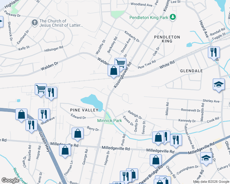 map of restaurants, bars, coffee shops, grocery stores, and more near 1822 Kissingbower Road in Augusta